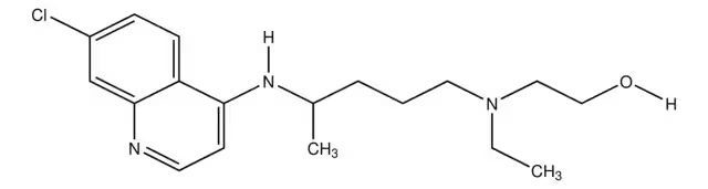 Hydroxychloroquine structure, CAS 118-42-3