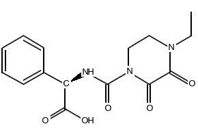 (R)-2-(4-Ethyl-2,3-dioxopiperazine-1-carboxamido)-2-phenylacetic acid structure, CAS 63422-71-9