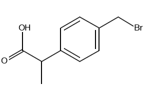 2-[4-(Bromomethyl)phenyl]propanoic acid structure, CAS 111128-12-2