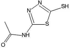 2-Acetylamino-5-mercapto-1,3,4-thiadiazole structure, CAS 32873-56-6
