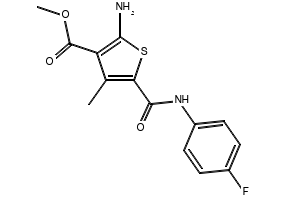 2-Amino-4-(4-fluorophenyl)-5-methylthiophene-3-carboxylic acid methyl ester structure, CAS 350992-29-9