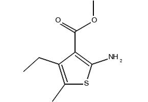2-Amino-4-ethyl-5-methylthiophene-3-carboxylic acid methyl ester structure, CAS 4815-25-2