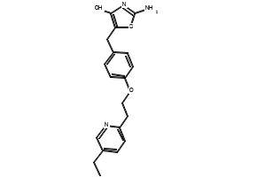 2-Amino-5-{4-[2-(5-ethyl-2-pyridyl)ethoxy]benzyl}-4(5H)-thiazolone structure, CAS 105355-26-8