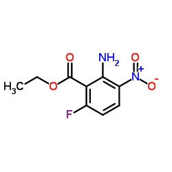 2-Amino-6-fluoro-3-nitrobenzoic acid ethyl ester structure, CAS 150368-37-9