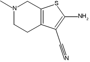 2-Amino-6-methyl-4,5,6,7-tetrahydrothieno[2,3-c]-pyridine-3-carbonitrile structure, CAS 37578-06-6