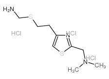 2-Dimethylaminomethyl-4-(2-aminomethylthiomethyl)thiazole trihydrochloride structure, CAS 82586-74-1