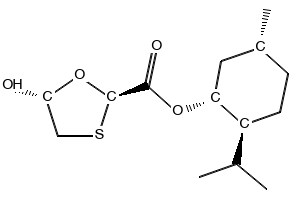 (1R,2S,5R)-menthyl-5R-hydroxy- [1,3]-oxathiolane-2R-carboxylate structure, CAS 147126-73-6