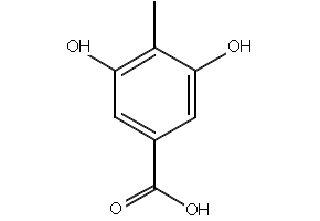 3,5-Dihydroxy-4-methylbenzoic acid structure, CAS 28026-96-2