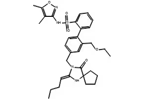 4'-[(2-n-Butyl-4-oxo-1,3-diazaspiro[4.4]non-1-en-3-yl)methyl]-(1,1'-biphenyl)-2-carbonitrile structure, CAS 138401-24-8