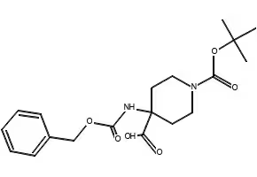 4-Benzyloxycarbonylamino-piperidine-1,4-dicarboxylic acid mono-tert-butyl ester structure, CAS 288154-16-5