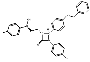 1-(4-Fluorophenyl)-3-[(3S)-3-(4-fluorophenyl)-3-hydroxypropyl]-4-[4-(phenylmethoxy)phenyl]-, (3R,4S)- 2-Azetidinone structure, CAS 163222-32-0