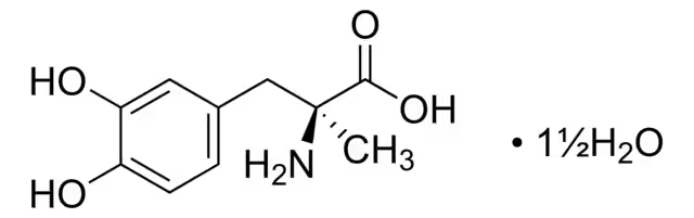 alpha-Methyl-L-dopa sesquihydrate structure, CAS 41372-08-1