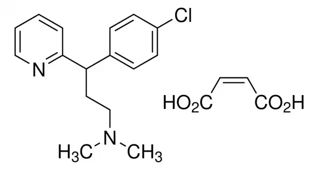 Chlorphenamine maleates structure, CAS 113-92-8