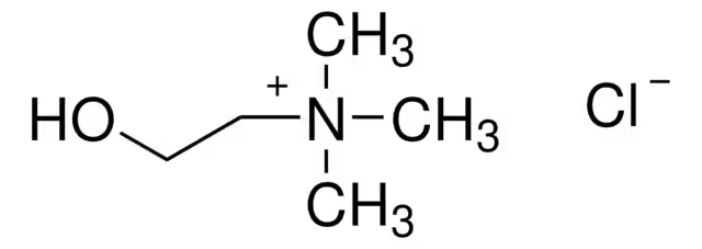 Choline chloride structure, CAS 67-48-1