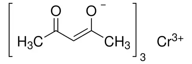 Chromium(III) acetylacetonate structure, CAS 21679-31-2