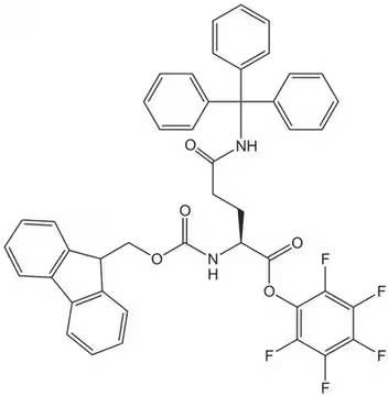 Fmoc-Gln(Trt)-Opfp structure, CAS 132388-65-9