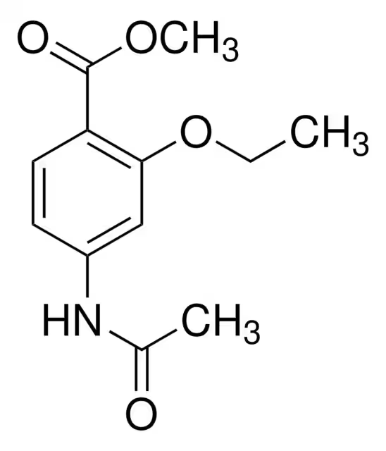 Methyl 4-acetamido-2-ethoxybenzoate structure, CAS 59-06-3
