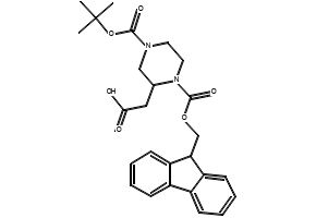 N-4-Boc-N-1-Fmoc-2-Piperazine acetic acid structure, CAS 183742-34-9