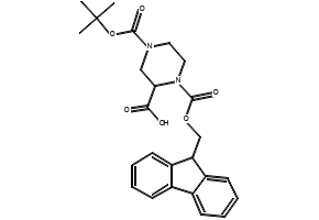 N-4-Boc-N-1-Fmoc-2-piperazine carboxylic acid structure, CAS 183742-23-6