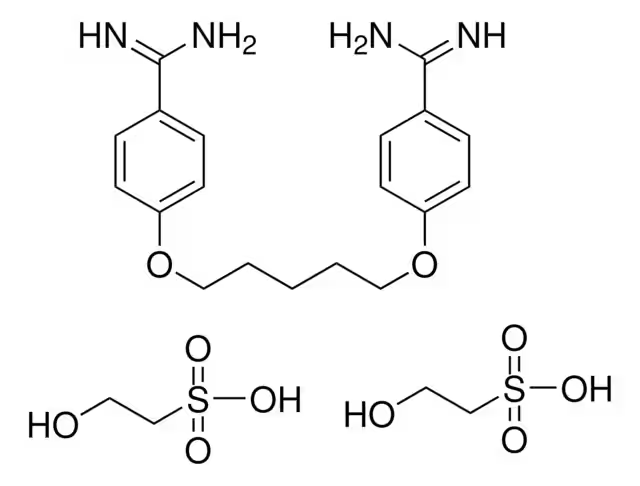 Pentamidine isethionate salt structure, CAS 140-64-7