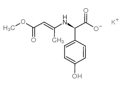 Potassium D-(-)-N-(1-methoxycarbonylpropen-2-yl)amino-4-hydroxyphenylacetate structure, CAS 69416-61-1