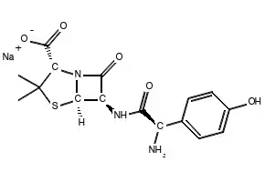 Amoxicillin sodium structure, CAS 34642-77-8