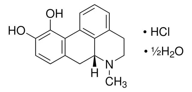 Apomorphine hydrochloride hemihydrate structure, CAS 41372-20-7