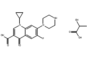 Ciprofloxacin lactate structure, CAS 97867-33-9