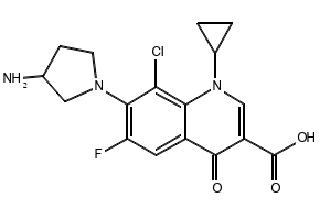 Clinafloxacin structure, CAS 105956-97-6