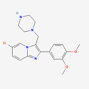 6-Bromo-2-(3,4-dimethoxy-phenyl)-3-piperazin-1-ylmethyl-imidazo[1,2-a]pyridine structure, CAS 2A-106708