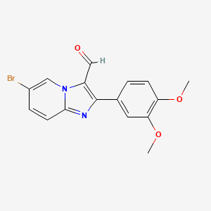 6-Bromo-2-(3,4-dimethoxyphenyl)imidazo[1,2-a]pyridine-3-carbaldehyde structure, CAS 2A-106709