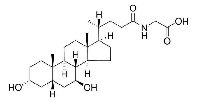 2-[[(4R)-4-[(3R,5S,7S,10R,13R,17R)-3,7-dihydroxy-10,13-dimethyl-2,3,4,5,6,7,8,9,11,12,14,15,16,17-tetradecahydro-1H-cyclopenta[a]phenanthren-17-yl]pentanoyl]amino]acetic acid structure, CAS 64480-66-6