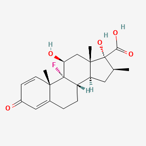 (8S,9R,10S,11S,13S,14S,16S,17R)-9-fluoro-11,17-dihydroxy-10,13,16-trimethyl-3-oxo-6,7,8,9,10,11,12,13,14,15,16,17-dodecahydro-3H-cyclopenta[a]phenanthrene-17-carboxylic acid structure, CAS 37926-75-3
