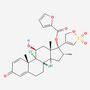 (11β,16α,17α)-9-Chloro-17-(2,2-dioxido-5H-1,2-oxathiol-4-yl)-17-[(2-furanylcarbonyl)oxy]-11-hydroxy-16-Methyl-androsta-1,4-dien-3-one structure, CAS 223776-49-6