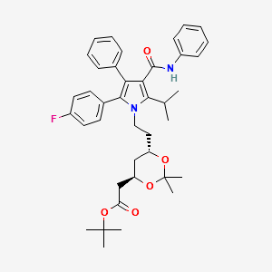 tert-butyl 2-((4R,6S)-6-(2-(2-(4-fluorophenyl)-5-isopropyl-3-phenyl- 4-(phenylcarbamoyl)-1H-pyrrol-1-yl)ethyl)-2,2-dimethyl-1,3-dioxan-4-yl)acetate structure, CAS 947249-30-1