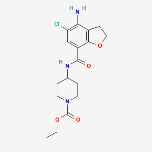 Prucalopride Impurity 10/ethyl 4-(4-amino-5-chloro-2,3-dihydrobenzofuran-7-carboxamido)piperidine-1-carboxylate structure, CAS 137211-63-3