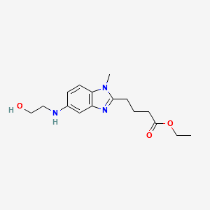 Bendamustine impurity 13/Ethyl 4-(5-((2-hydroxyethyl)amino)-1-methyl-1H-benzo[d]imidazol-2-yl)butanoate structure, CAS 1366085-72-4