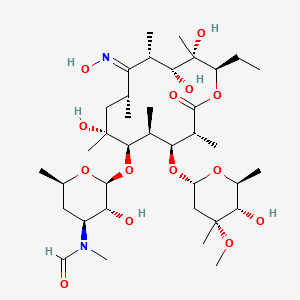 De(N-methyl)-N-formyl-9(E)-oxime erythromycin A structure, CAS 1094780-33-2