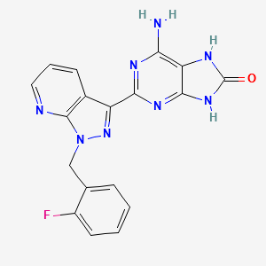 6-amino-2-(1-(2-fluorobenzyl)-1H-pyrazolo[3,4-b]pyridin-3-yl)- 7,9-dihydro-8H-purin-8-one structure, CAS 1361569-10-9