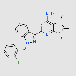 6-amino-2-(1-(2-fluorobenzyl)-1H-pyrazolo[3,4-b]pyridin-3-yl)- 7,9-dimethyl-7,9-dihydro-8H-purin-8-one structure, CAS 1361569-23-4