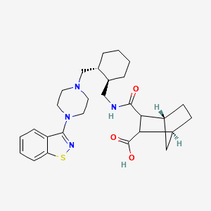 (1S,4R)-3-((((1R,2R)-2-((4-(1-oxidobenzo[d]isothiazol-3-yl) piperazin-1-yl)methyl)cyclohexyl)methyl)carbamoyl)bicycle [2.2.1]heptane-2-carboxylic acid structure, CAS 1644295-07-7