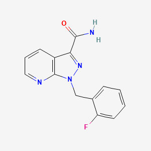 1-(2-Fluorobenzyl)-1H-pyrazolo[3,4-b]pyridine-3-carboxaMide structure, CAS 256376-62-2