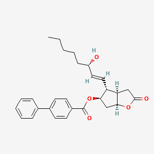 [1,1'-Biphenyl]-4-carboxylic acid-(3aR,4R,5R,6aS)-hexahydro-4-[(1E,3S)-3-hydroxy-1-octen-1-yl]-2-oxo-2H-cyclopenta[b]furan-5-yl ester structure, CAS 51014-26-7