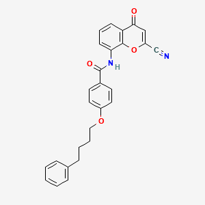 N-(2-Cyano-4-oxo-4H-1-benzopyran-8-yl)-4-(4-phenylbutoxy)benzamide structure, CAS 136450-11-8