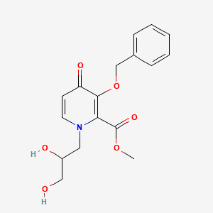 Methyl 3-(benzyloxy)-1-(2,3-dihydroxypropyl)-4-oxo-1,4-dihydropyridine-2-carboxylate structure, CAS 1206102-07-9