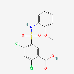 2,4-dichloro-5-(N-(2-methoxyphenyl)sulfamoyl)benzoic acid structure, CAS 351898-80-1
