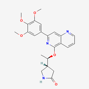 (R)-4-[(R)-1-[7-(3,4,5-Trimethoxy-phenyl)-[1,6]naphthyridin-5-yloxy]-ethyl]-pyrrolidin-2-one structure, CAS 1319738-39-0