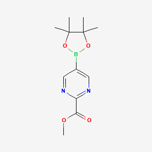 Methyl 5-(4,4,5,5-tetraMethyl-1,3,2-dioxaborolan-2-yl)pyriMidine-2-carboxylate structure, CAS 1610705-51-5