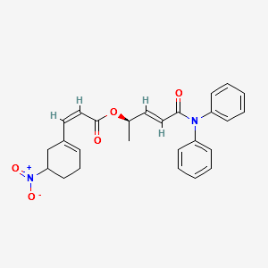 (2E)-(R)-5-(diphenylamino)-5-oxopent-3-en-2-y13-(5-nitrocyclohex-1-en-1-y1)acylate structure, CAS 900186-73-4