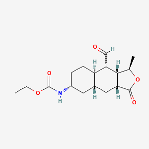 Ethyl ((1R,3aR,4aR,6R,8aR,9S,9aS)-9-formyl-1-methyl-3-oxododecahydronaphtho[2,3-c]furan-6-yl)carbamate structure, CAS 900180-06-5